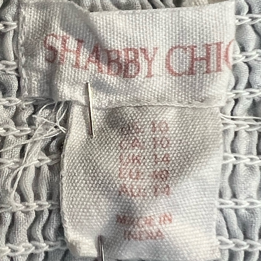 Shabby Chic Blue White Cotton Boho Sundress Tie Strap Tiered Embroidered size 10 - Picture 7 of 10